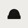 Ribbed Merino Beanie - Black