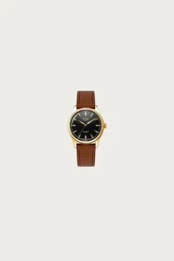 Royal Smith 90-006 - Black Dial/Gold Case/Brown Leather Strap