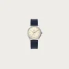 Royal Smith 90-006 - Ivory Face/Silver Case/Navy Leather Strap