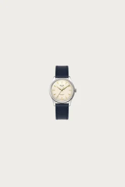 Royal Smith 90-006 - Ivory Face/Silver Case/Navy Leather Strap