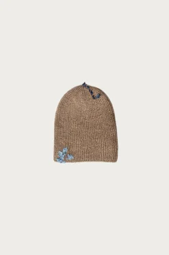 Silk Mohair Sparkle Beanie - Tree Bark