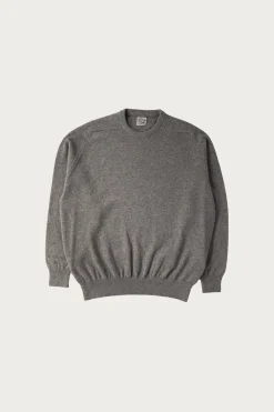 Simple Crew Neck Sweater Crafted in Japan - Light Grey