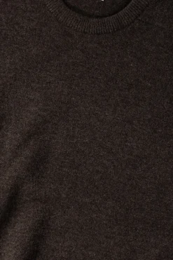 Simple Crew Neck Sweater Crafted in Japan - Brown