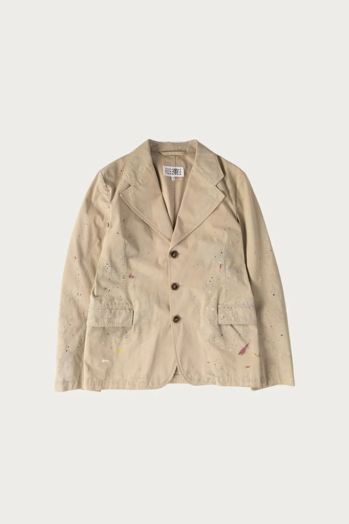 Single Breasted Paint Splatter Jacket - Sand Beige