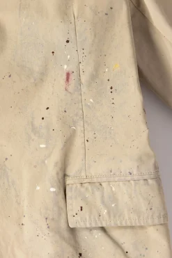 Single Breasted Paint Splatter Jacket - Sand Beige