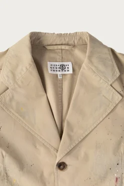 Single Breasted Paint Splatter Jacket - Sand Beige