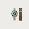 Sombrero 90-011 - Green Linen Textured Dial/Stainless Bracelet + Extra Leather Strap