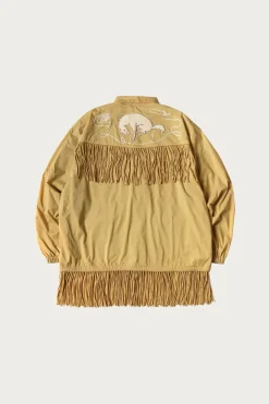 Stretch Nylon Fringed Coach JKT - Mustard