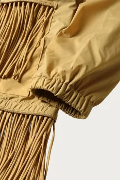Stretch Nylon Fringed Coach JKT - Mustard