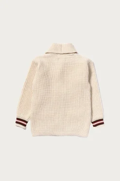 Striped Shawl Collar Cardigan - Ecru