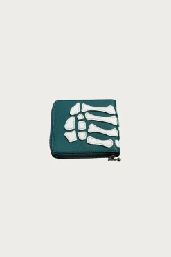 THUMB-UP BONE BAND ZIP Wallet - Peacock Green