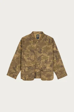 Twill Military Shirt Jacket - Leaf Camo