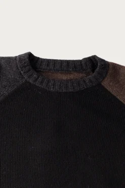 Two-Tone Crewneck Sweater - Black/Brown