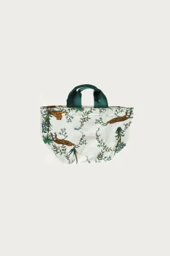 Vintage Tent Fabric w/ Printed Pattern Bag - Jungle