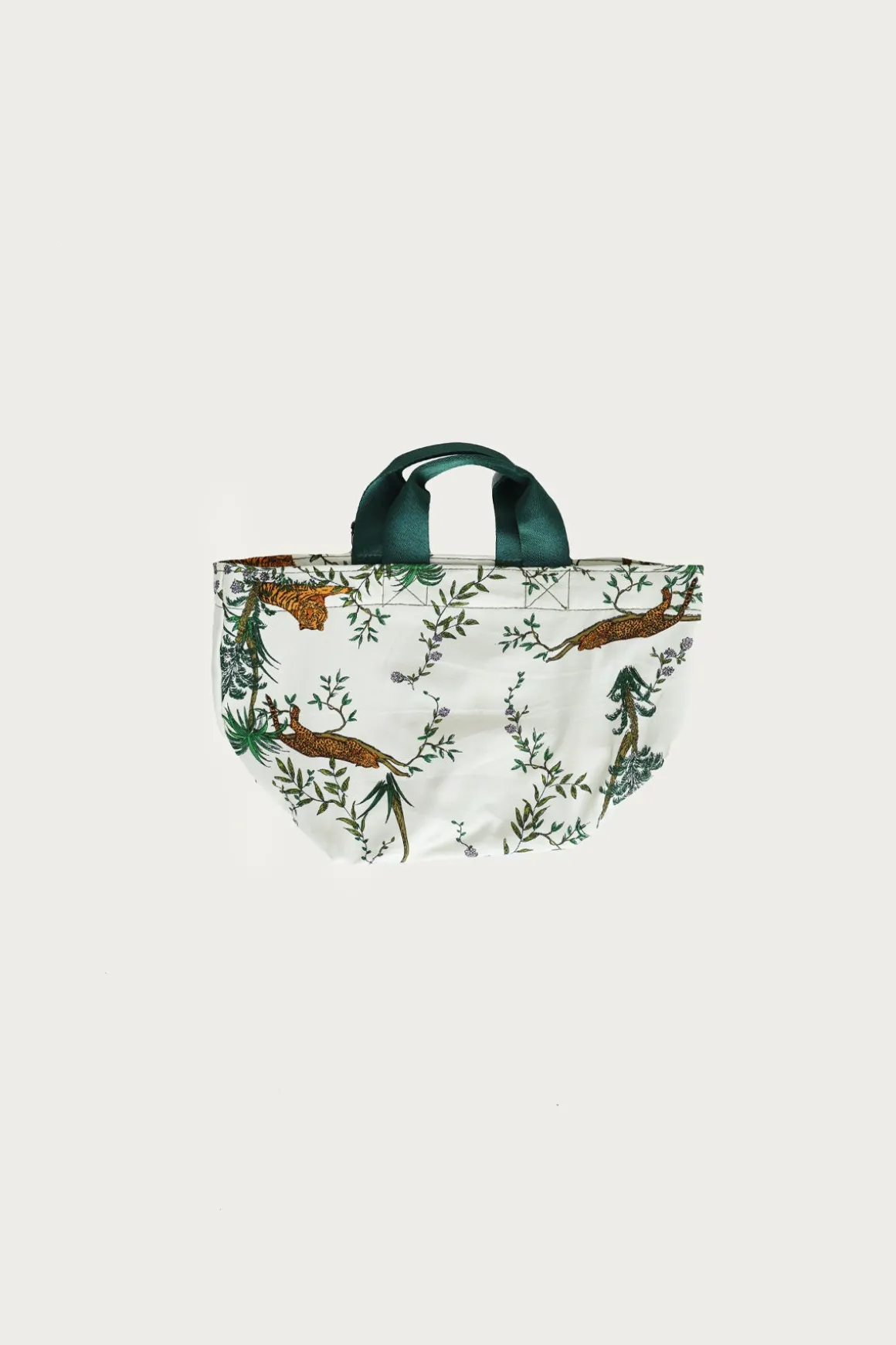 Vintage Tent Fabric w/ Printed Pattern Bag - Jungle
