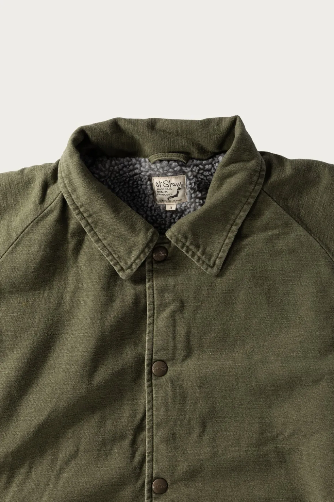 Vintage Washed Coach Jacket w/ Fleece Lining - Dark Olive