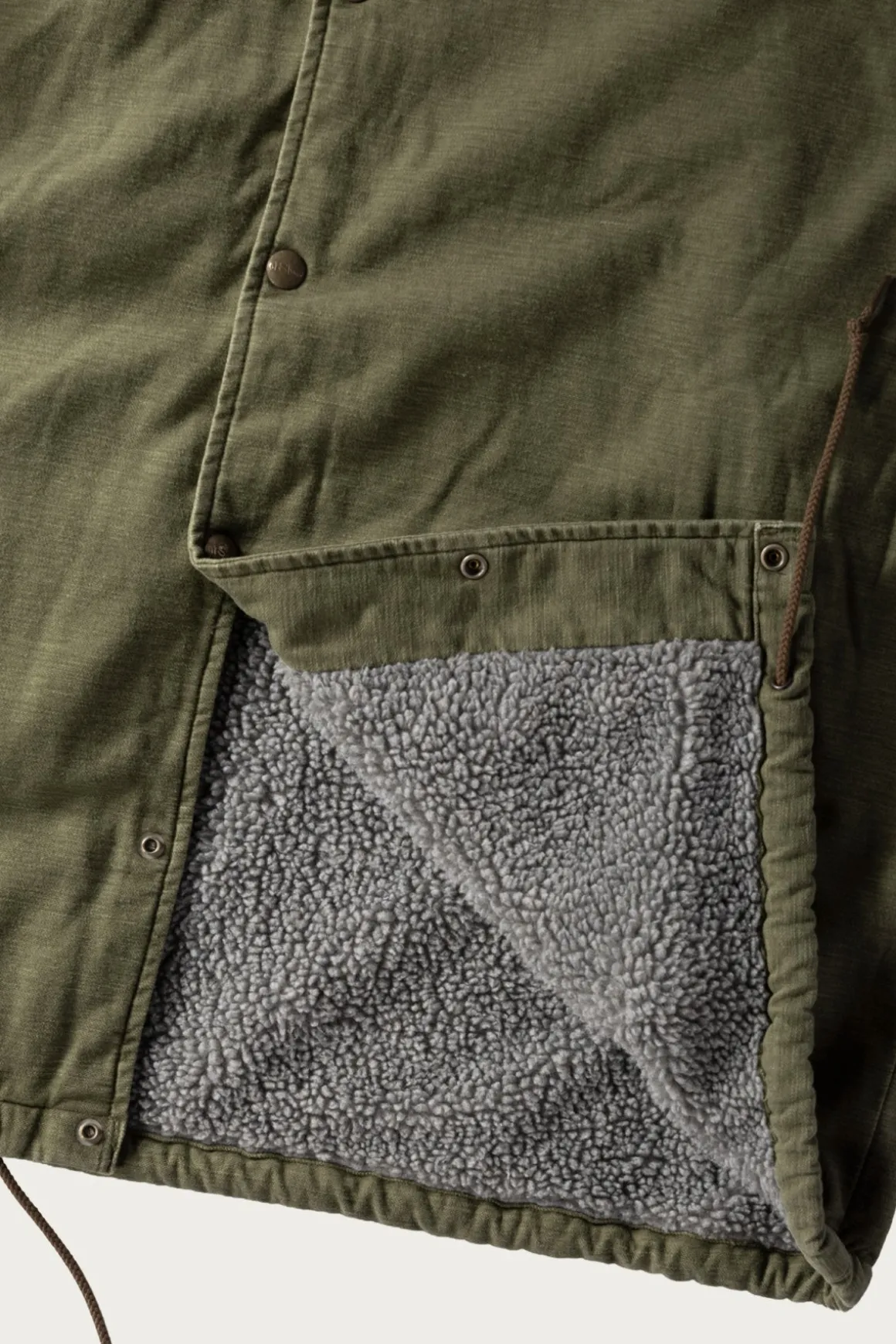 Vintage Washed Coach Jacket w/ Fleece Lining - Dark Olive