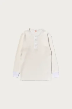 Waffle Thermal Henley Undershirt L/S - White