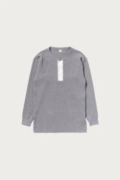 Waffle Thermal Henley Undershirt L/S - Medium Grey