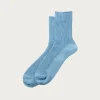 Washi/Recycled Cotton Rib Crew Socks - Sax