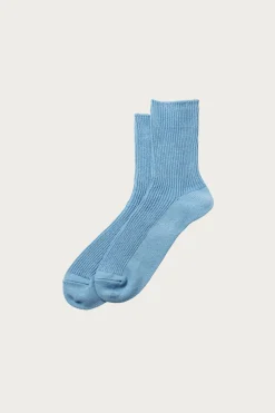 Washi/Recycled Cotton Rib Crew Socks - Sax