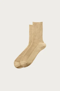 Washi/Recycled Cotton Rib Crew Socks - Beige