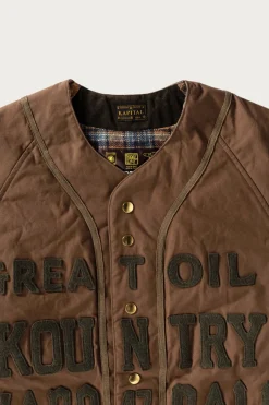 Weather Cotton Oil Coating Baseball Blouson - Khaki