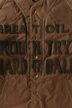 Weather Cotton Oil Coating Baseball Blouson - Khaki
