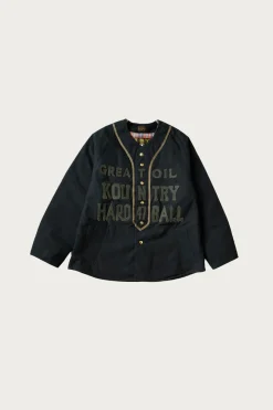 Weather Cotton Oil Coating Baseball Blouson - Black