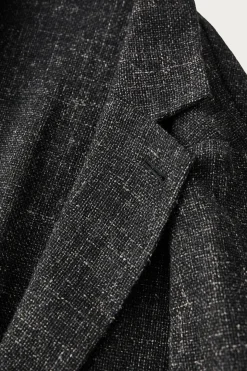 Wool Cotton Linen Melange Tweed Jacket - Black