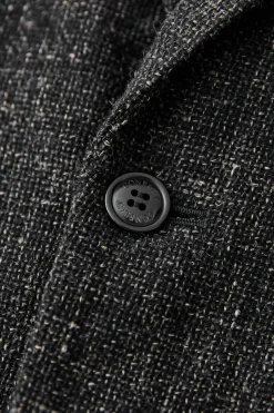 Wool Cotton Linen Melange Tweed Jacket - Black