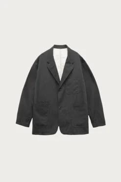 Wool Gabardine Club Jacket - Charcoal