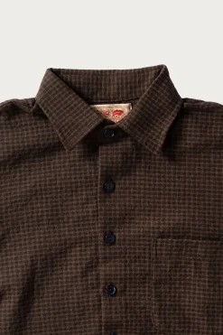 Wooly Gingham One Pocket Shirt - Brown