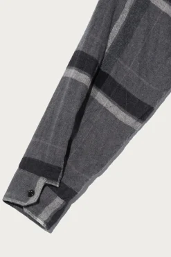 Work Shirt - Grey/Black Cotton Brushed Big Plaid